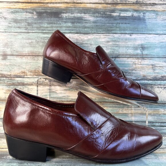 Stacy Adams Mens Loafers Size 9M Shiny Brown Leather Slip On Dress Shoes NEW main image 6